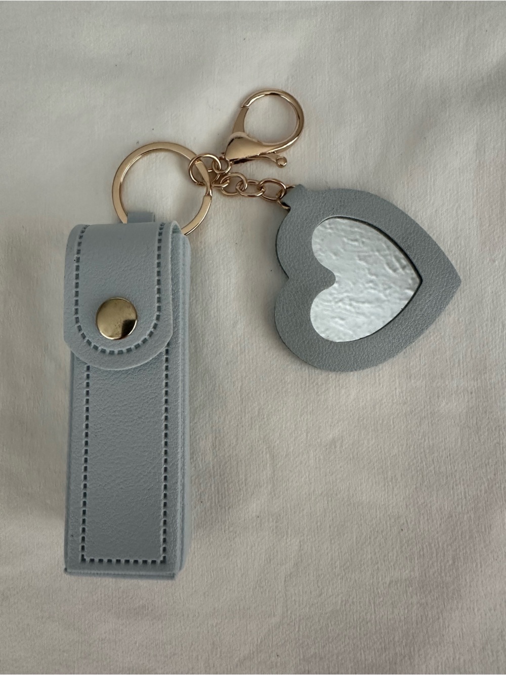 Heart Mirror Keychain Strap in Light Gray lipstick holder